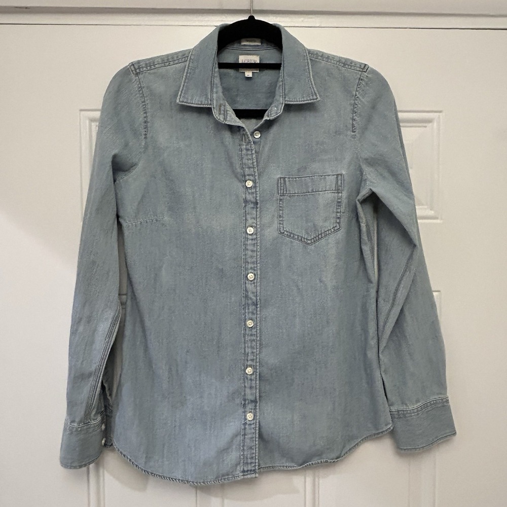 J.Crew Lightweight Denim Shirt Women's Small Slim Fit Blue Western Button Down